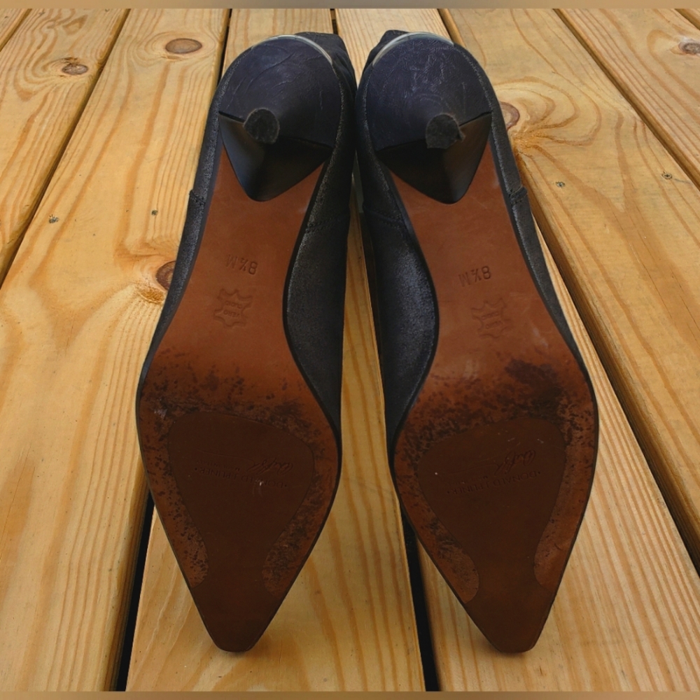 Donald J.Pliner Silver Metallic Crepe Elastic Pointed Toe Knee High Boot 8.5M - Picture 10 of 14